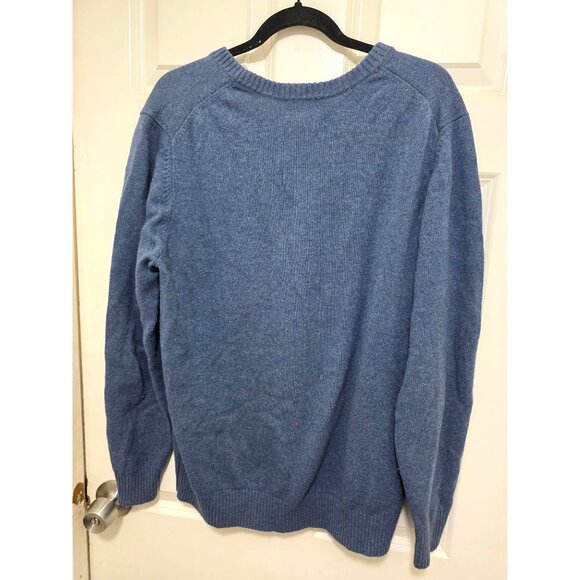 L.L. Bean Mens Blue V-Neck Sweater L Tall 80% Lambs Wool 20% Nylon Warm & Durabl - Picture 3 of 6